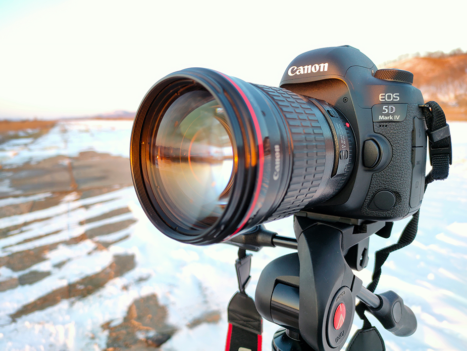 A canon 5D mark IV on a tripod