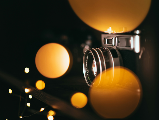 a camera with a bokeh effect