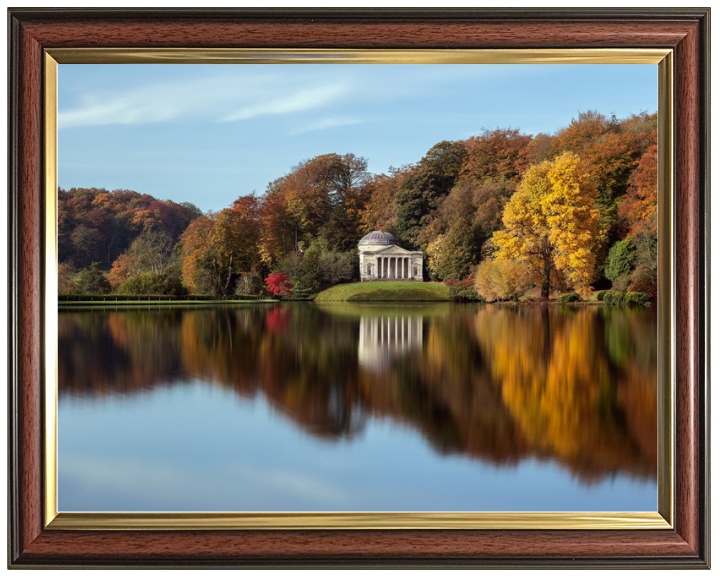 Reflections of Stourhead in Wiltshire in autumn Photo Print - Canvas - Framed Photo Print - Hampshire Prints