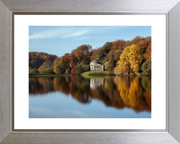 Reflections of Stourhead in Wiltshire in autumn Photo Print - Canvas - Framed Photo Print - Hampshire Prints