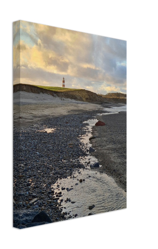 Happisburgh Beach and lighthouse Norfolk at sunset Photo Print - Canvas - Framed Photo Print - Hampshire Prints