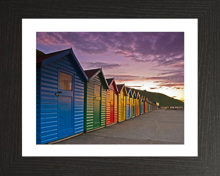 Whitby beach huts Yorkshire at sunset Photo Print - Canvas - Framed Photo Print - Hampshire Prints