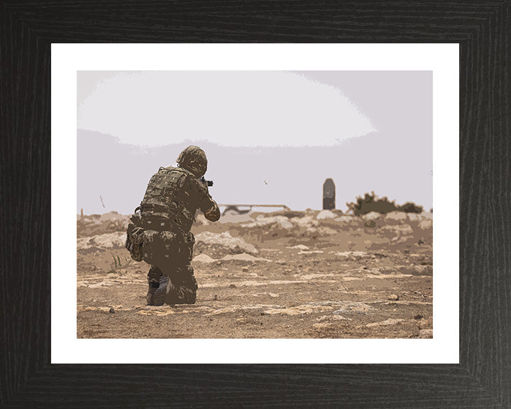 Royal Marines Commando on a firing range artwork Print - Canvas - Framed Print - Hampshire Prints