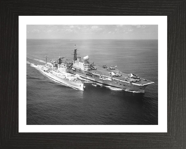 HMS Hermes R12 + HMS Gambia | Photo Print | Framed Print | Centaur Class | Aircraft Carrier | Royal Navy