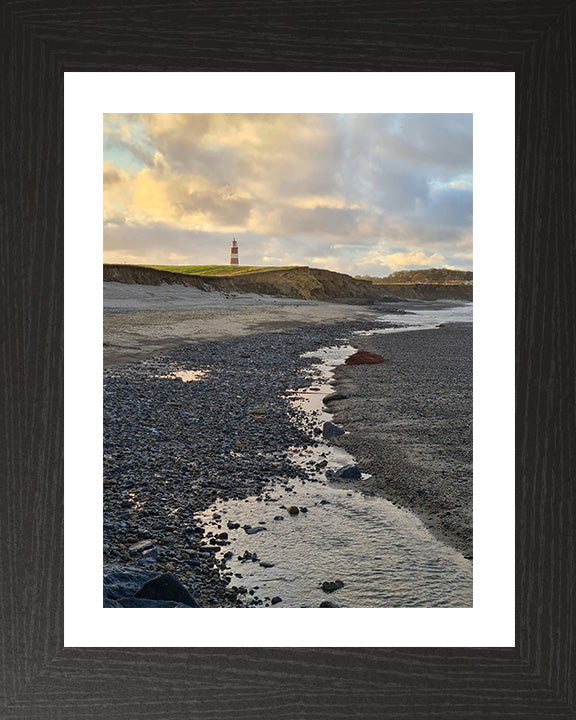 Happisburgh Beach and lighthouse Norfolk at sunset Photo Print - Canvas - Framed Photo Print - Hampshire Prints