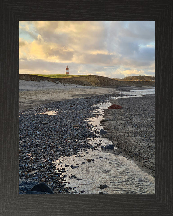 Happisburgh Beach and lighthouse Norfolk at sunset Photo Print - Canvas - Framed Photo Print - Hampshire Prints