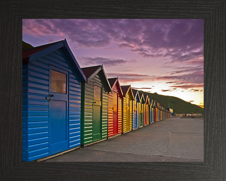 Whitby beach huts Yorkshire at sunset Photo Print - Canvas - Framed Photo Print - Hampshire Prints