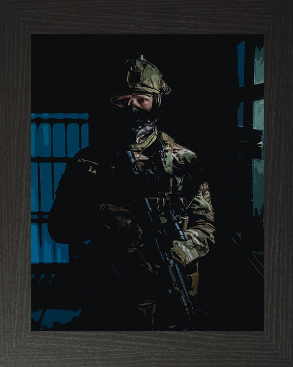 Royal Marines Commando in the shadows artwork Print - Canvas - Framed Print - Hampshire Prints