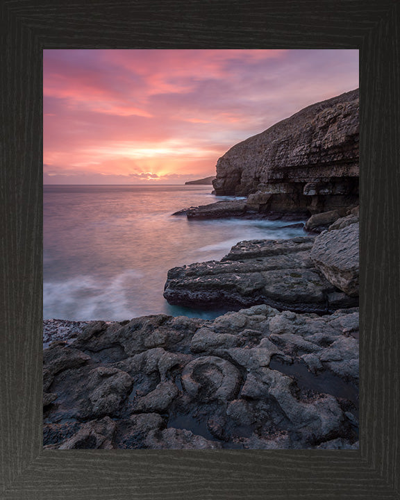 Dancing Ledge Swanage Dorset at sunset Photo Print - Canvas - Framed Photo Print - Hampshire Prints