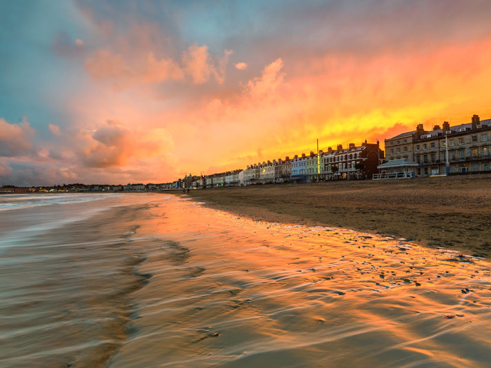 Weymouth beach seafront Dorset at sunset Photo Print - Canvas - Framed Photo Print - Hampshire Prints