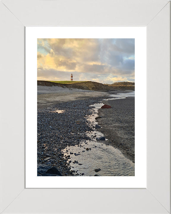 Happisburgh Beach and lighthouse Norfolk at sunset Photo Print - Canvas - Framed Photo Print - Hampshire Prints