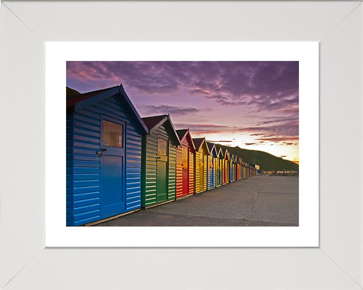 Whitby beach huts Yorkshire at sunset Photo Print - Canvas - Framed Photo Print - Hampshire Prints