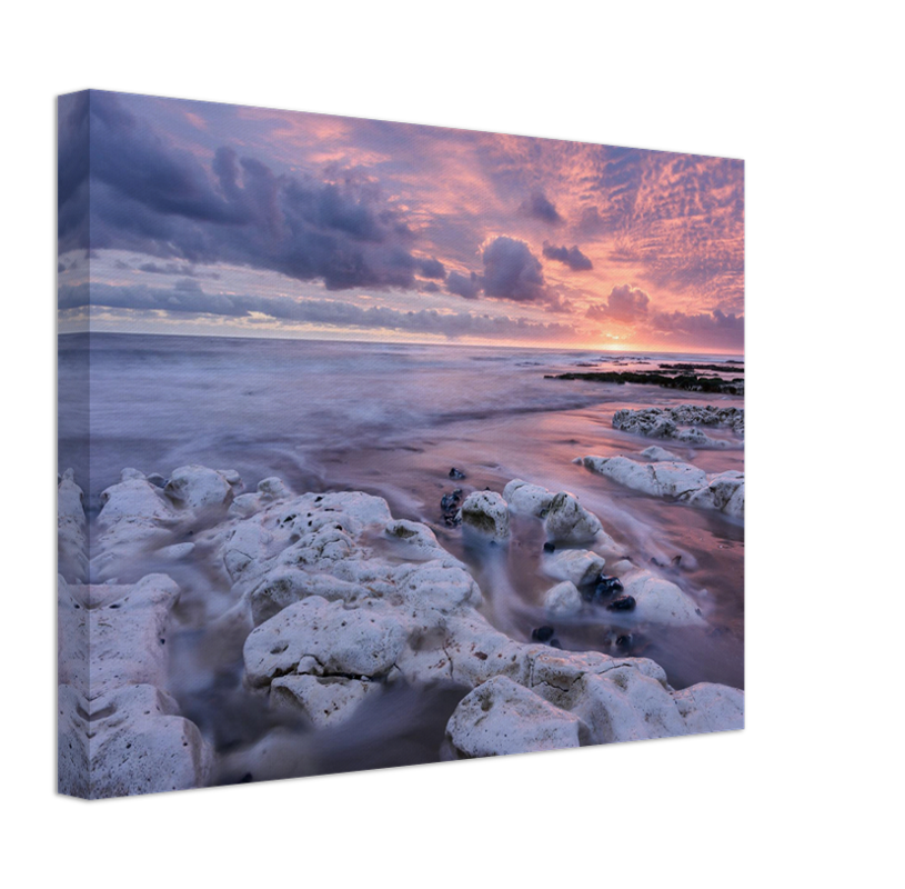 pink skies over Stone Bay Kent Photo Print - Canvas - Framed Photo Print - Hampshire Prints