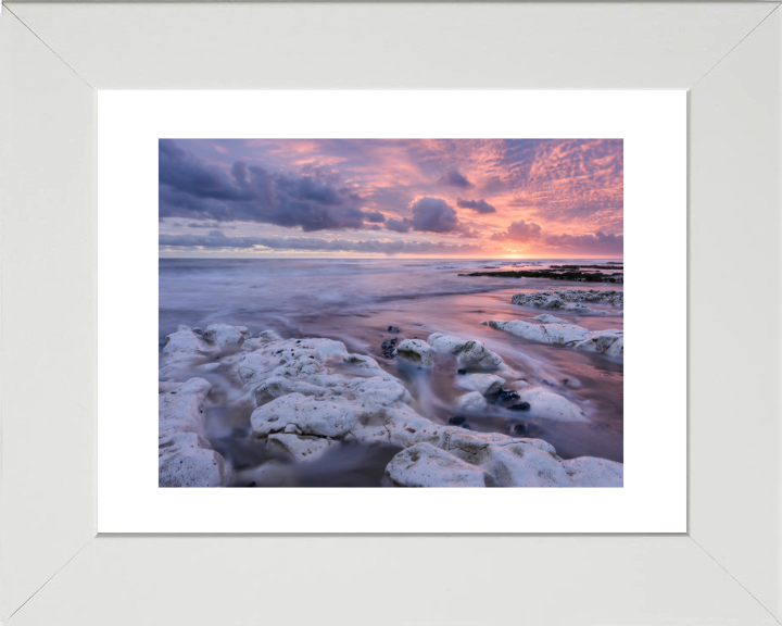 pink skies over Stone Bay Kent Photo Print - Canvas - Framed Photo Print - Hampshire Prints