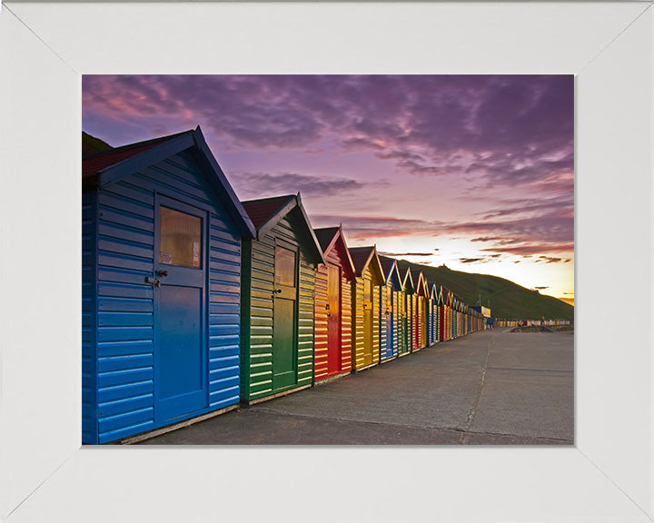 Whitby beach huts Yorkshire at sunset Photo Print - Canvas - Framed Photo Print - Hampshire Prints