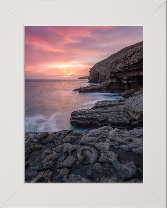 Dancing Ledge Swanage Dorset at sunset Photo Print - Canvas - Framed Photo Print - Hampshire Prints