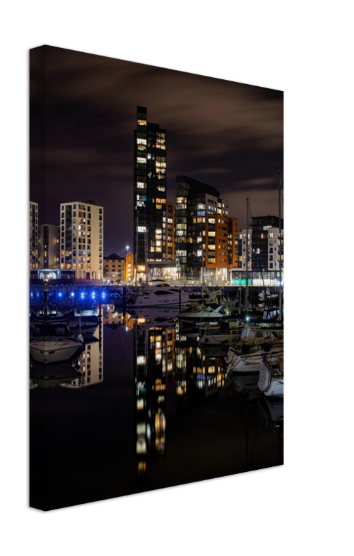 Ocean Village in Southampton at night Photo Print - Canvas - Framed Photo Print - Hampshire Prints