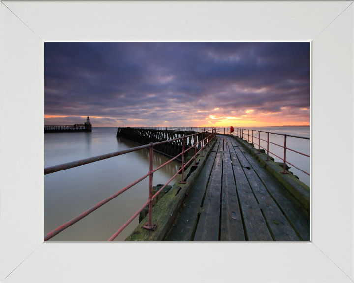 blyth pier northumberland at sunset Photo Print - Canvas - Framed Photo Print - Hampshire Prints