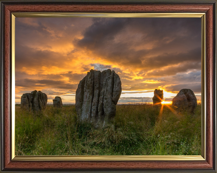 Duddo Five Stones Northumberland at sunset Photo Print - Canvas - Framed Photo Print - Hampshire Prints