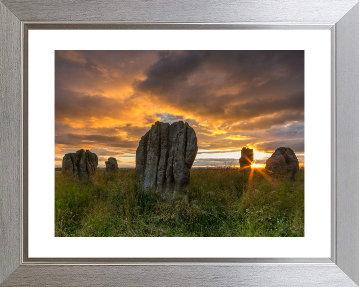 Duddo Five Stones Northumberland at sunset Photo Print - Canvas - Framed Photo Print - Hampshire Prints