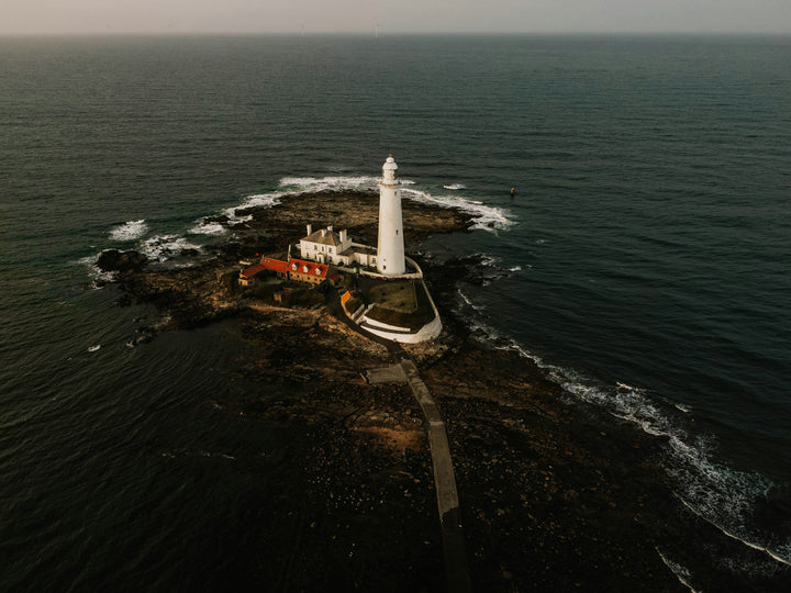 st marys lighthouse Northumberland from above Photo Print - Canvas - Framed Photo Print - Hampshire Prints