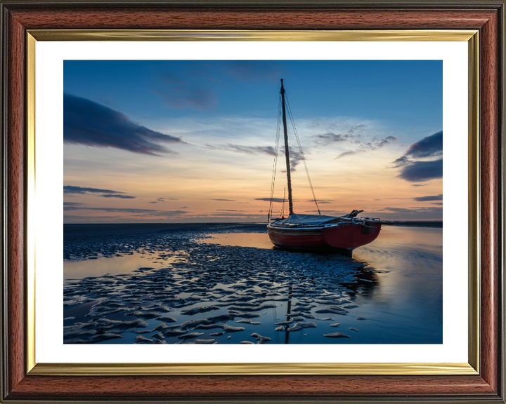 Boat at Meols beach merseyside at sunset Photo Print - Canvas - Framed Photo Print - Hampshire Prints