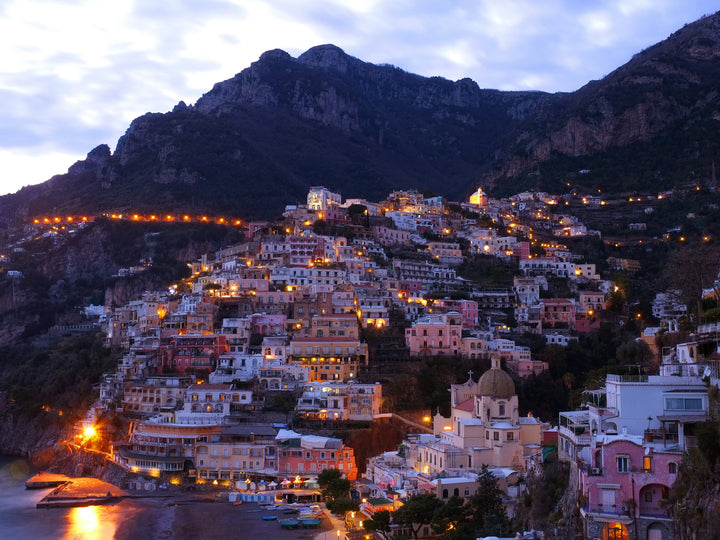 Positano Italy at dusk Photo Print - Canvas - Framed Photo Print - Hampshire Prints