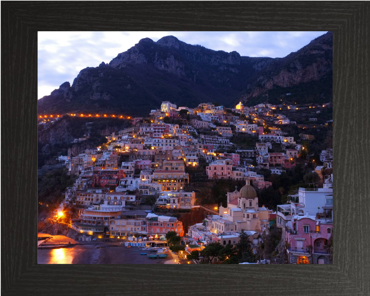 Positano Italy at dusk Photo Print - Canvas - Framed Photo Print - Hampshire Prints