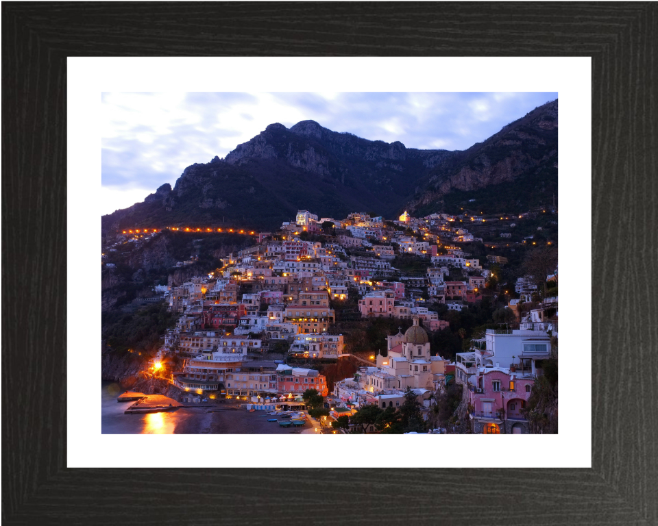 Positano Italy at dusk Photo Print - Canvas - Framed Photo Print - Hampshire Prints