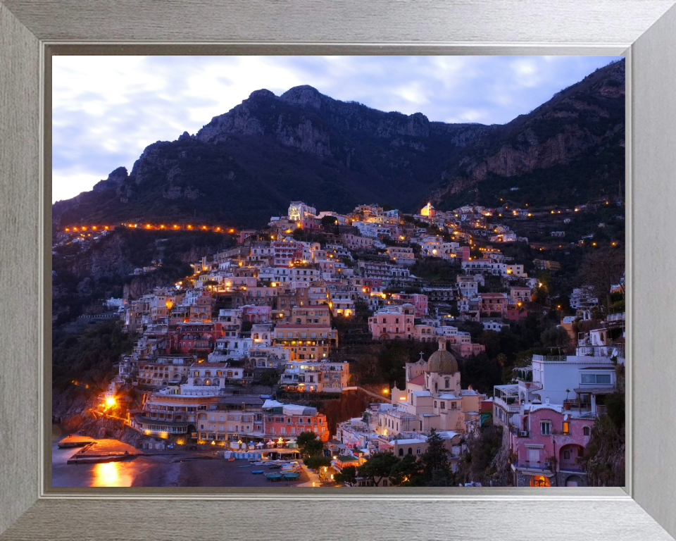 Positano Italy at dusk Photo Print - Canvas - Framed Photo Print - Hampshire Prints