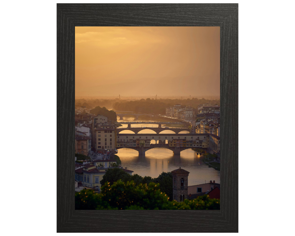 Ponte Vecchio in Italy at sunset Photo Print - Canvas - Framed Photo Print - Hampshire Prints