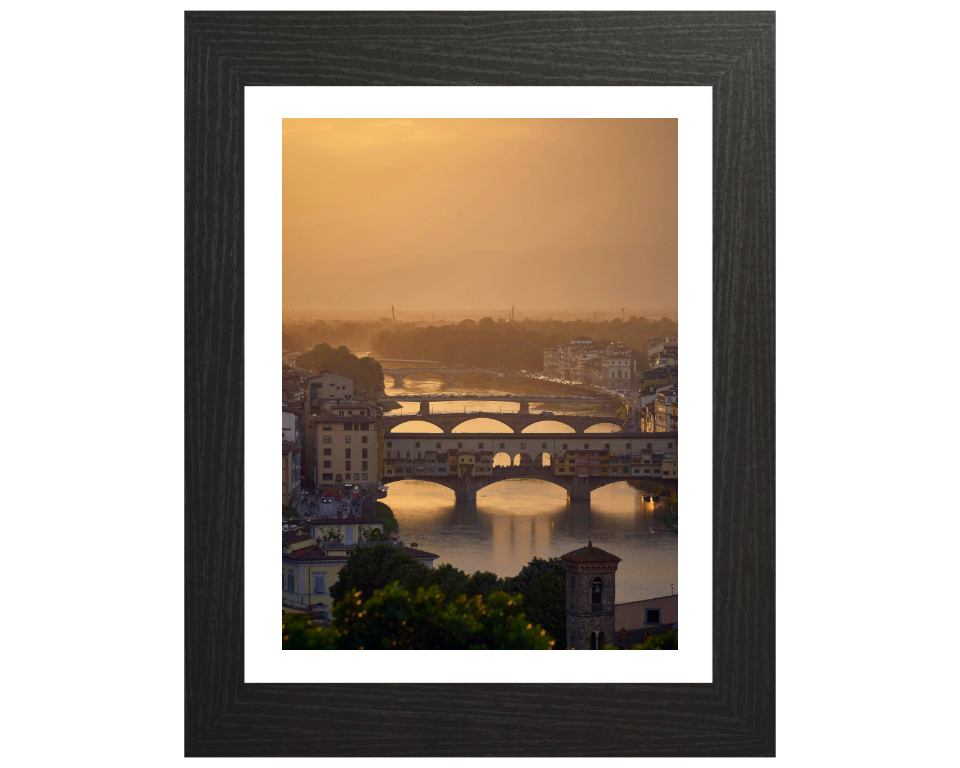 Ponte Vecchio in Italy at sunset Photo Print - Canvas - Framed Photo Print - Hampshire Prints