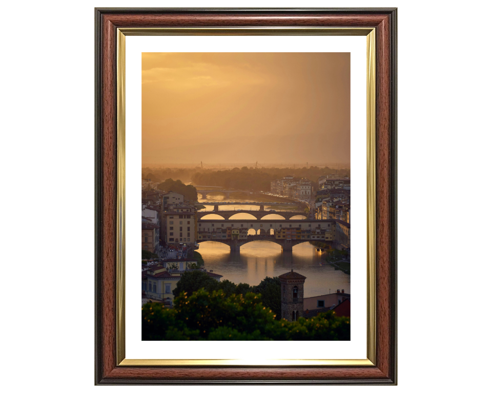 Ponte Vecchio in Italy at sunset Photo Print - Canvas - Framed Photo Print - Hampshire Prints