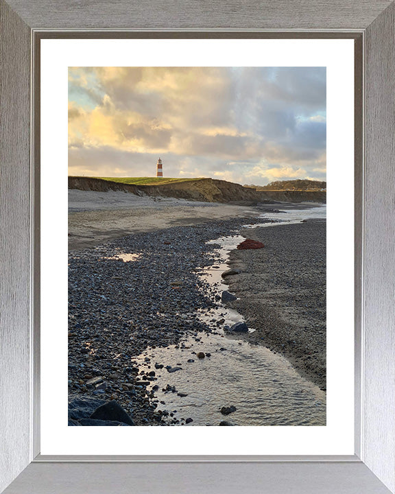 Happisburgh Beach and lighthouse Norfolk at sunset Photo Print - Canvas - Framed Photo Print - Hampshire Prints