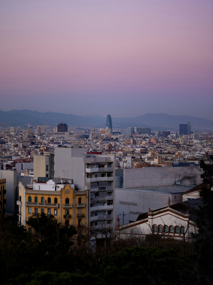 Barcelona Spain skyline at sunset Photo Print - Canvas - Framed Photo Print - Hampshire Prints