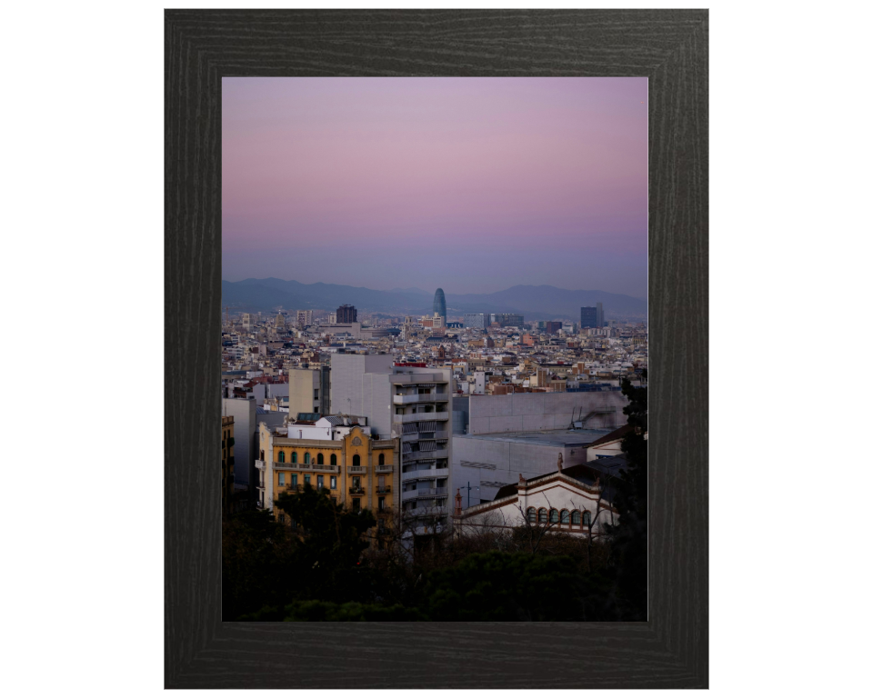 Barcelona Spain skyline at sunset Photo Print - Canvas - Framed Photo Print - Hampshire Prints