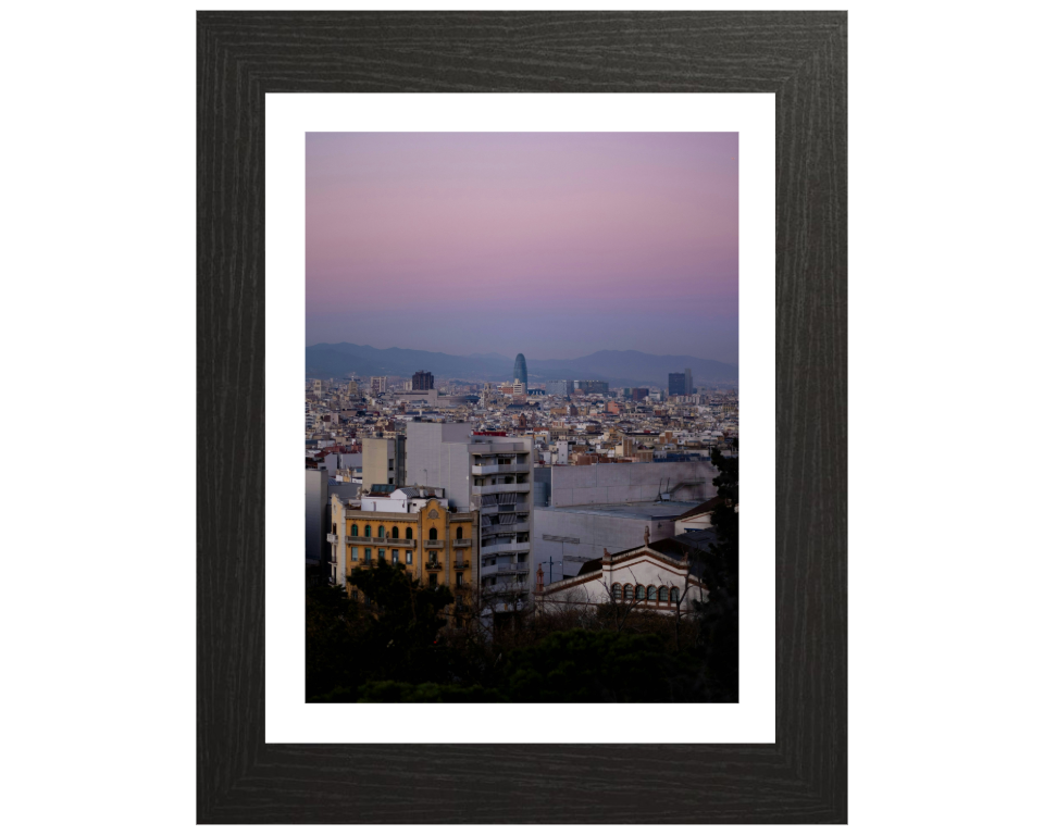 Barcelona Spain skyline at sunset Photo Print - Canvas - Framed Photo Print - Hampshire Prints