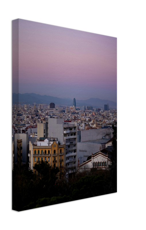 Barcelona Spain skyline at sunset Photo Print - Canvas - Framed Photo Print - Hampshire Prints