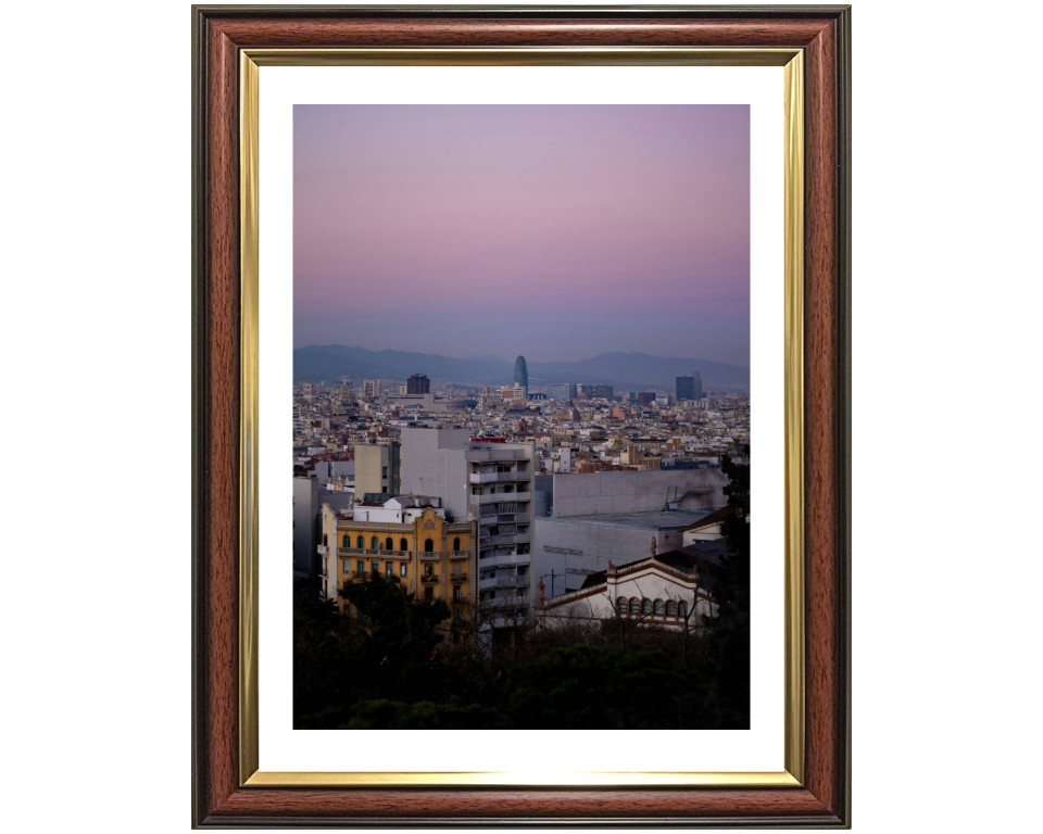 Barcelona Spain skyline at sunset Photo Print - Canvas - Framed Photo Print - Hampshire Prints