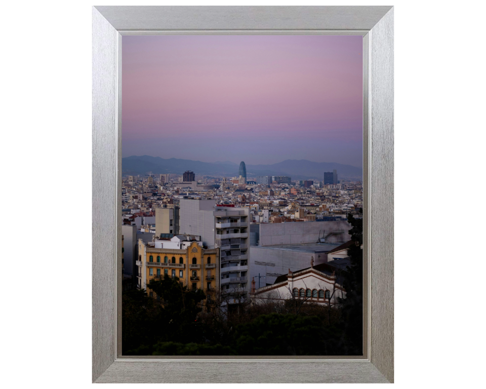 Barcelona Spain skyline at sunset Photo Print - Canvas - Framed Photo Print - Hampshire Prints