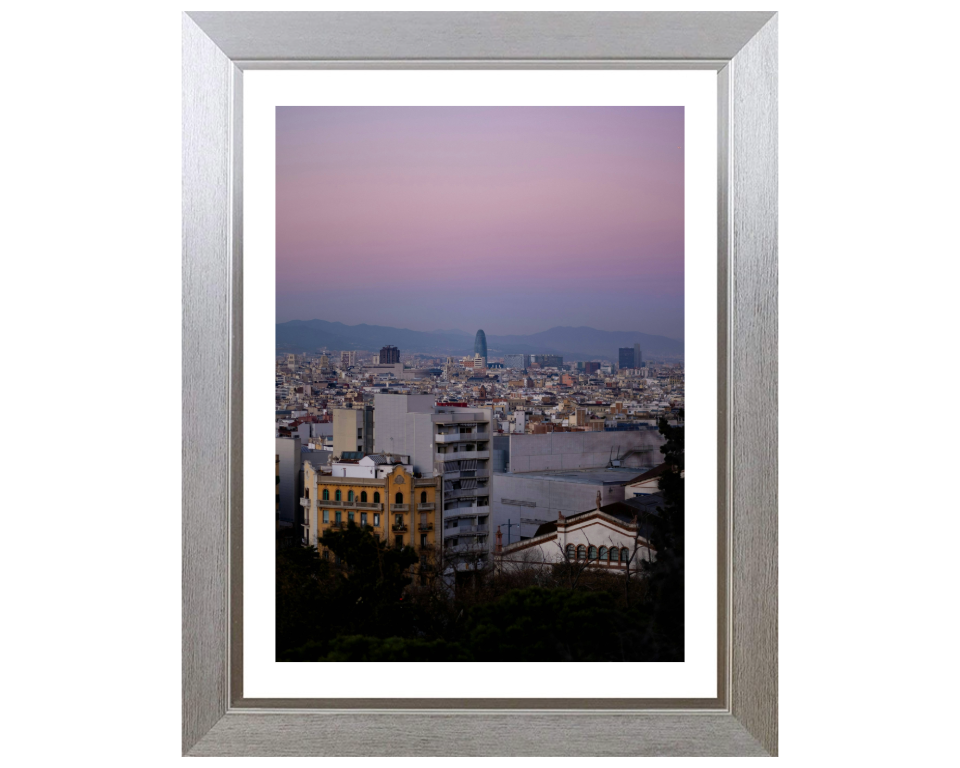 Barcelona Spain skyline at sunset Photo Print - Canvas - Framed Photo Print - Hampshire Prints