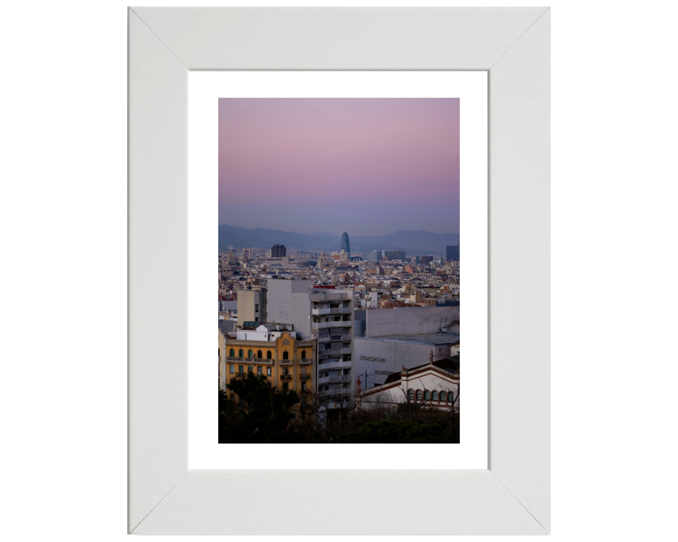 Barcelona Spain skyline at sunset Photo Print - Canvas - Framed Photo Print - Hampshire Prints