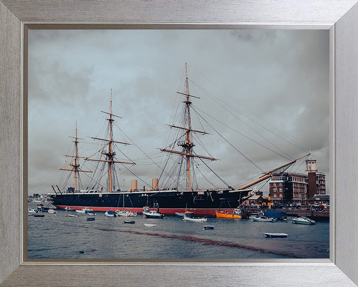 HMS Warrior at the Hard Portsmouth in a vintage style Photo Print or Framed Print - Hampshire Prints