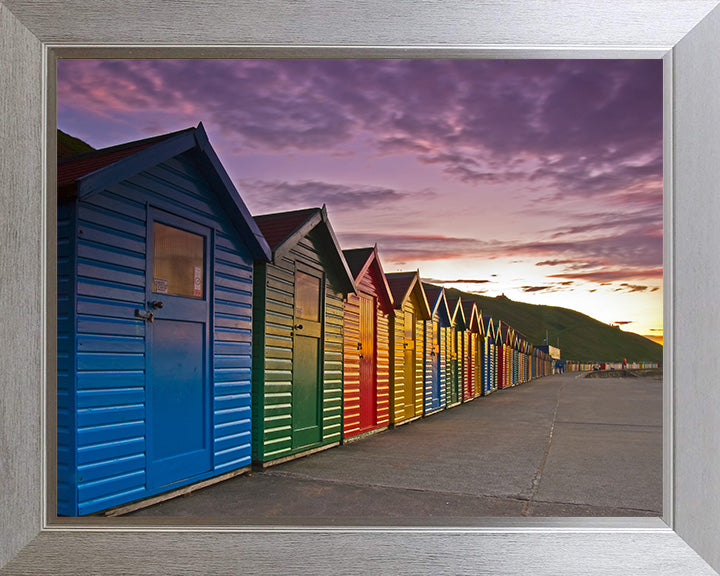 Whitby beach huts Yorkshire at sunset Photo Print - Canvas - Framed Photo Print - Hampshire Prints