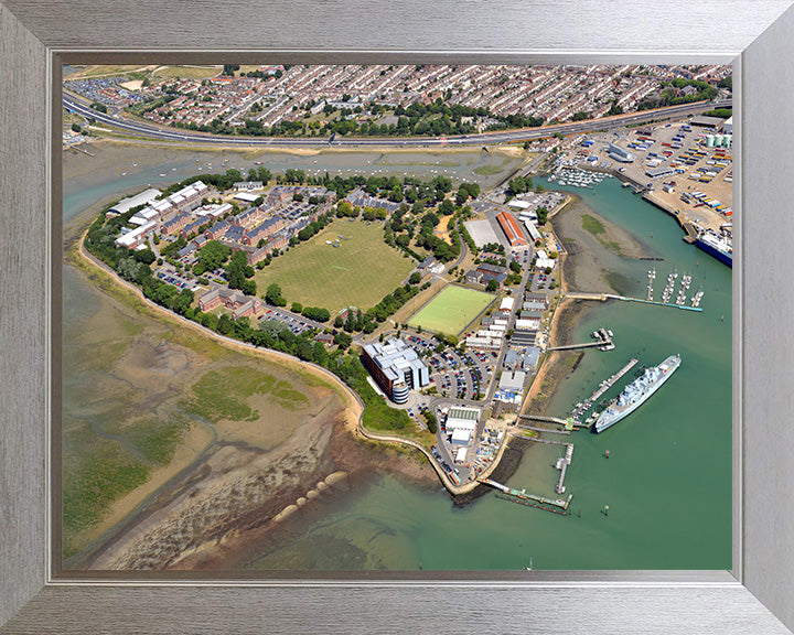 HMS Excellent Royal Navy shore establishment Aerial Photo Print or Framed Photo Print - Hampshire Prints