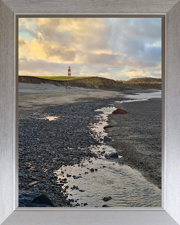 Happisburgh Beach and lighthouse Norfolk at sunset Photo Print - Canvas - Framed Photo Print - Hampshire Prints