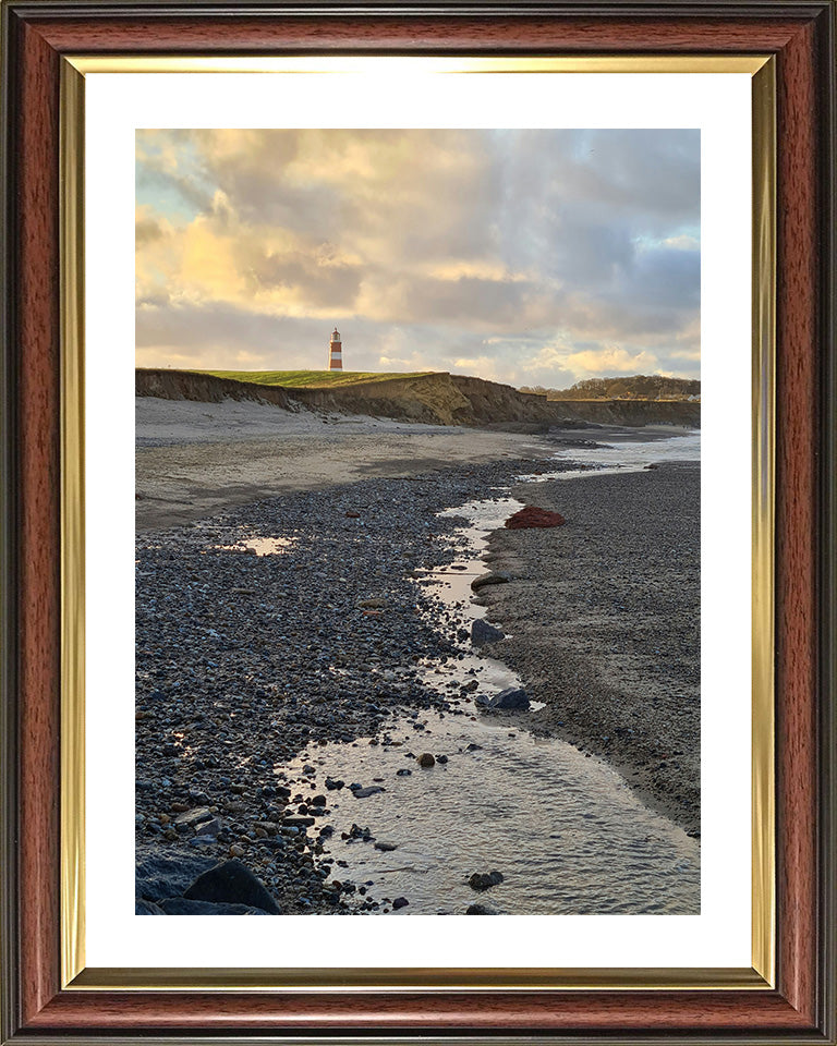 Happisburgh Beach and lighthouse Norfolk at sunset Photo Print - Canvas - Framed Photo Print - Hampshire Prints