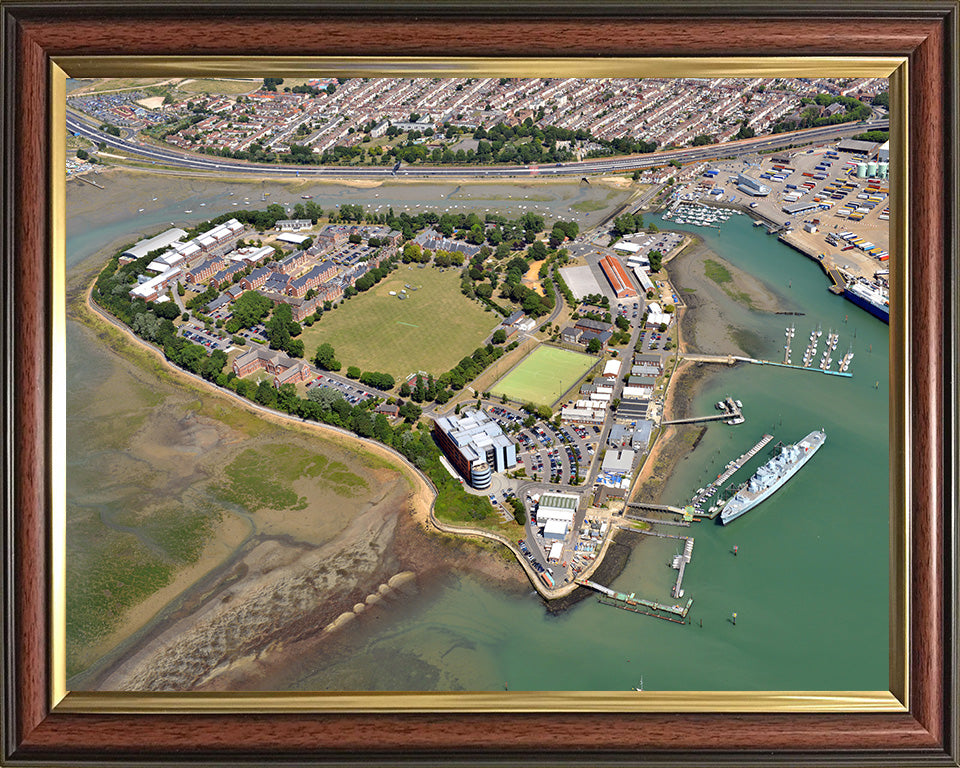 HMS Excellent Royal Navy shore establishment Aerial Photo Print or Framed Photo Print - Hampshire Prints