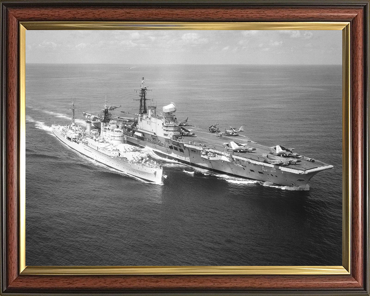 HMS Hermes R12 + HMS Gambia | Photo Print | Framed Print | Centaur Class | Aircraft Carrier | Royal Navy