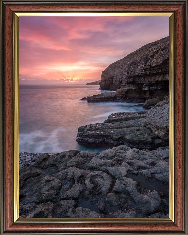 Dancing Ledge Swanage Dorset at sunset Photo Print - Canvas - Framed Photo Print - Hampshire Prints